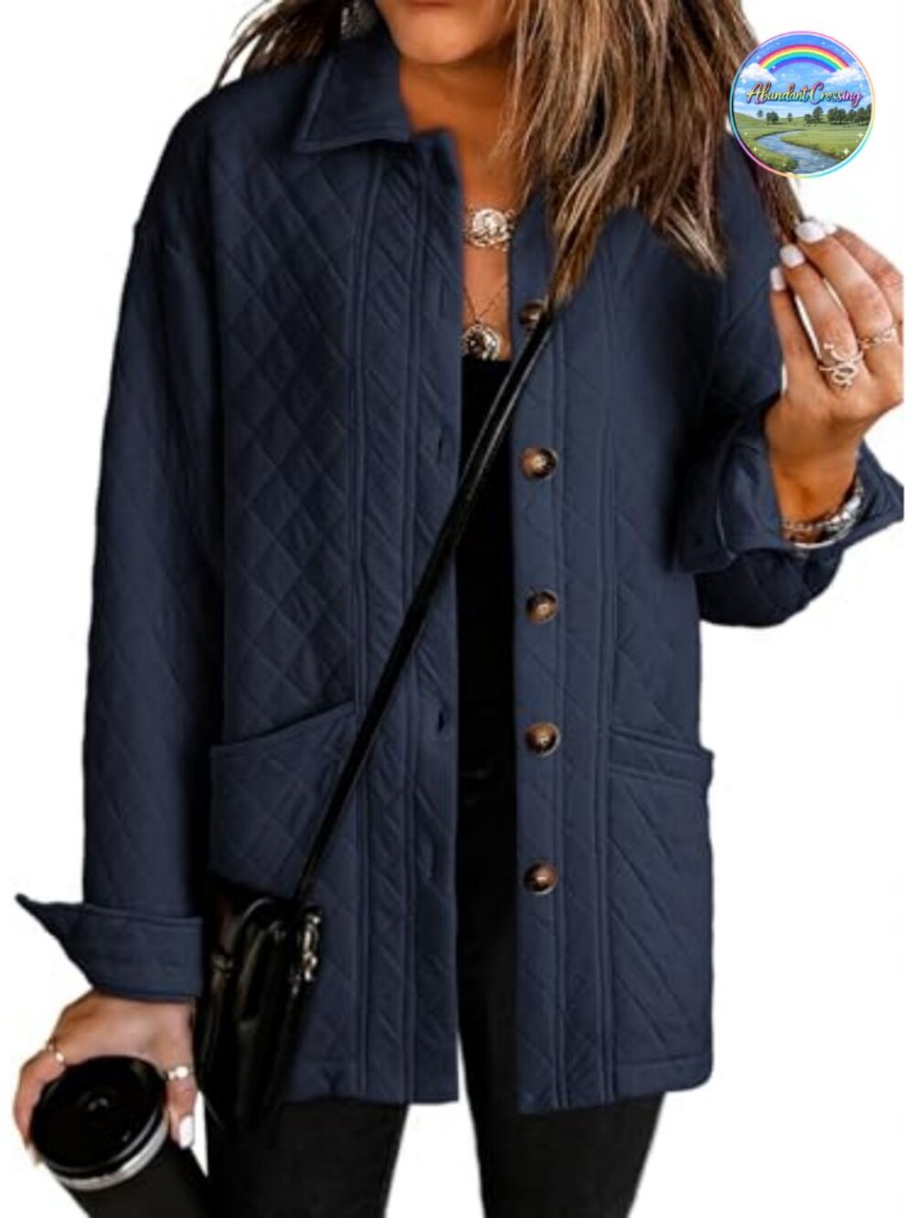 Quilted Lightweight Button Down Collared Jacket with Pockets